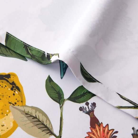 Floral Lemon Hummingbird Curtains Patterned Waverly Mid-Century Style - Picture 8 of 9